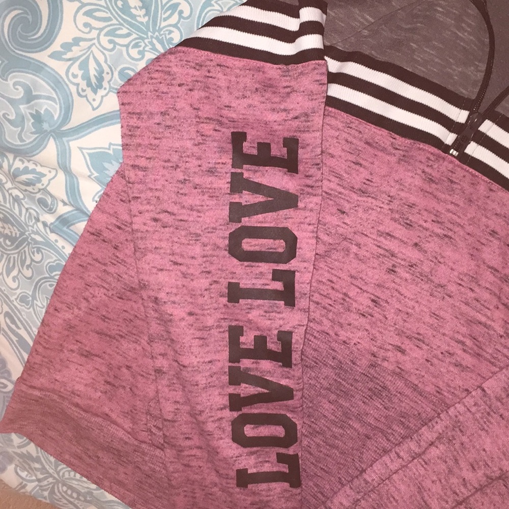 soft quarter zip “LOVE” hoodie